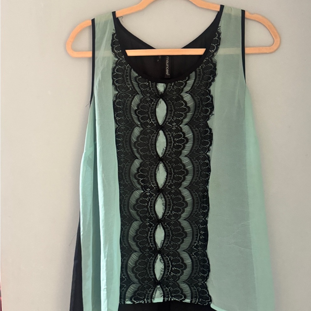 Maurices Black and Mint Lace Top